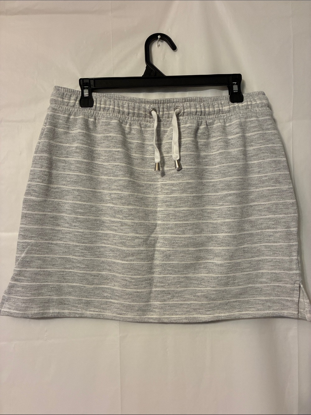 Dakini Light Gray Striped Drawstring Mini Skirt